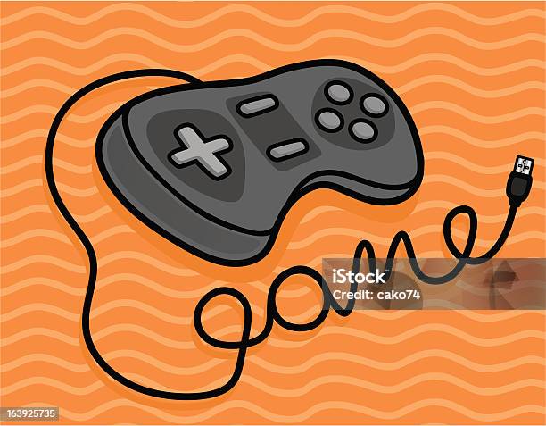 게임패드 놀이에 대한 스톡 벡터 아트 및 기타 이미지 - 놀이, Brand Name Video Game, USB 케이블