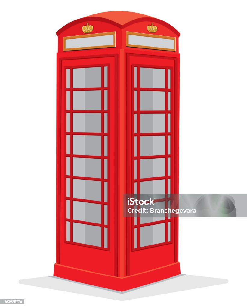 Clássico Cabine de telefone público - Vetor de Cabina telefónica vermelha royalty-free