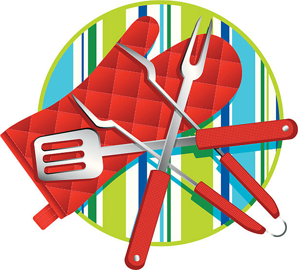 barbecue utensils vector art illustration