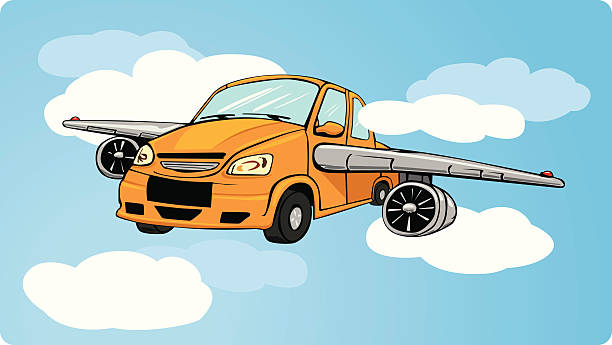 Airplane Car vector art illustration