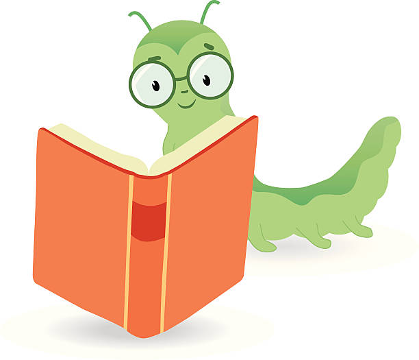 cute bookworm. vector art illustration