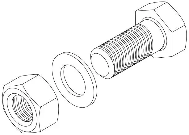 Vector illustration of steel bolt