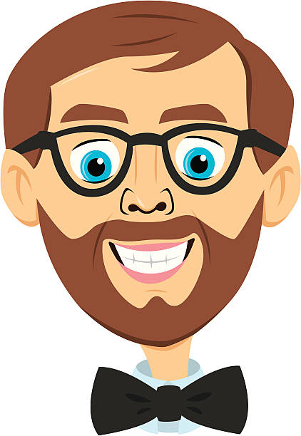 Geek face vector art illustration