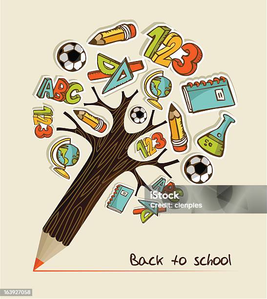 Back To School Pencil Tree Stock Illustration - Download Image Now - Back to School, Book, Chemistry Class