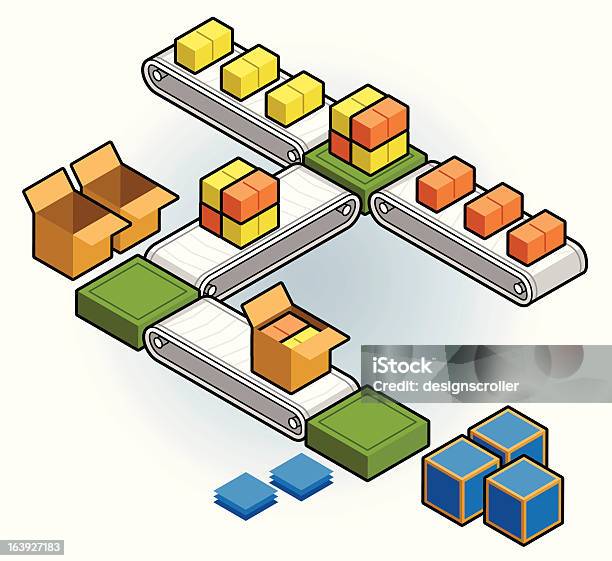 Vektorillustration Von Montage Line Stock Vektor Art und mehr Bilder von Fließbandfertigung - Fließbandfertigung, Isometrische Darstellung, Aufziehspielzeug