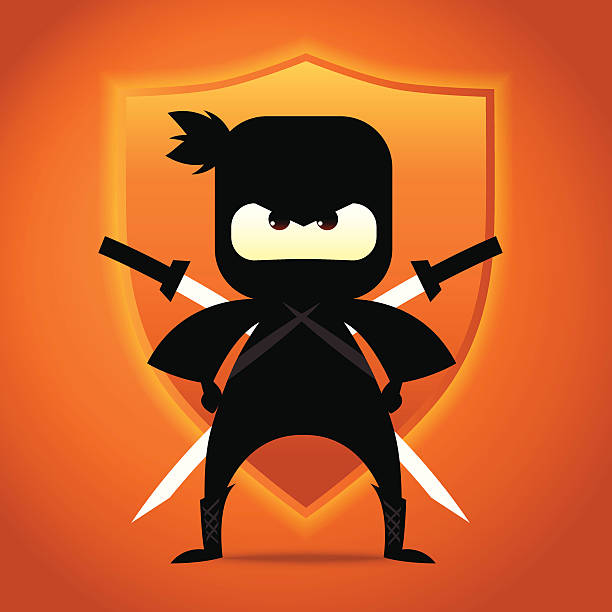 Ninja Protects vector art illustration