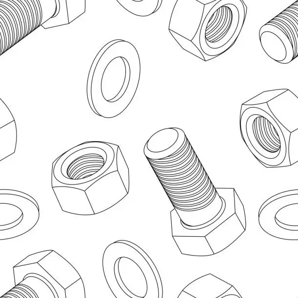 Vector illustration of Stainless steel bolt and nut