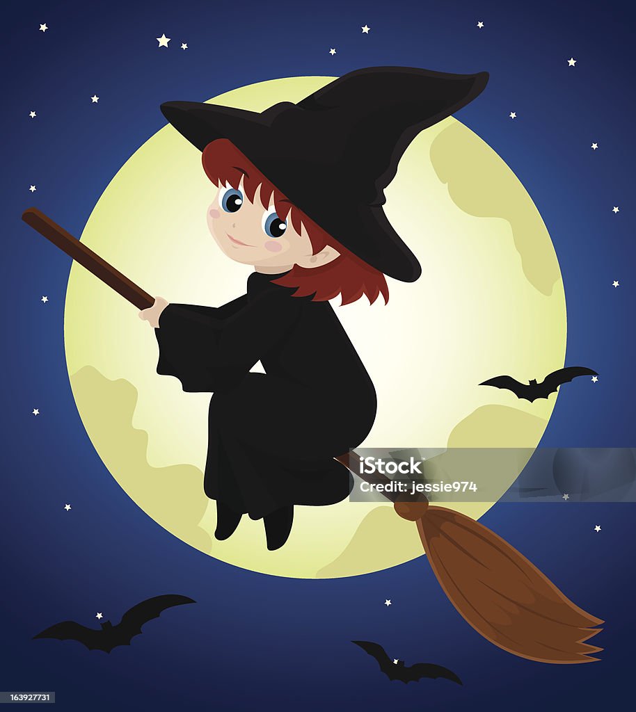 Witch Riding A Bat Witch Ride Stock Illustration - Download Image Now - Adult, Bat ...