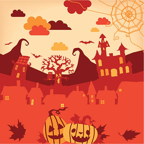 Halloween illustration Retro vector spooky halloween illustration. lota lota stock illustrations