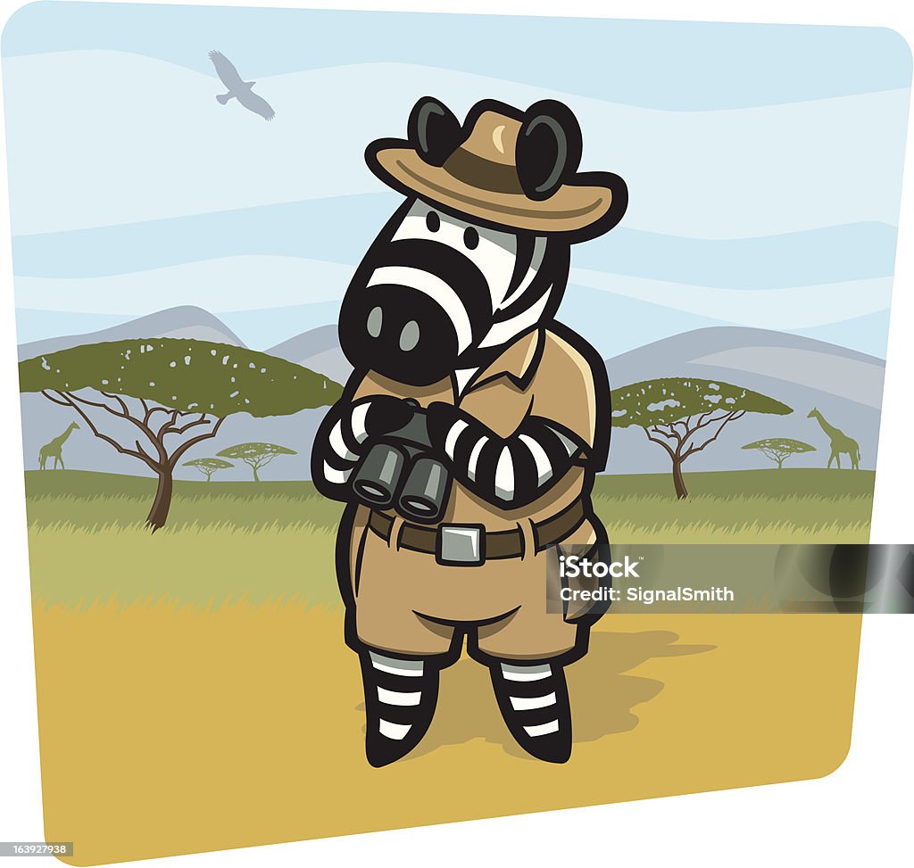 Zebra gioco ranger in safari - arte vettoriale royalty-free di Terra selvaggia