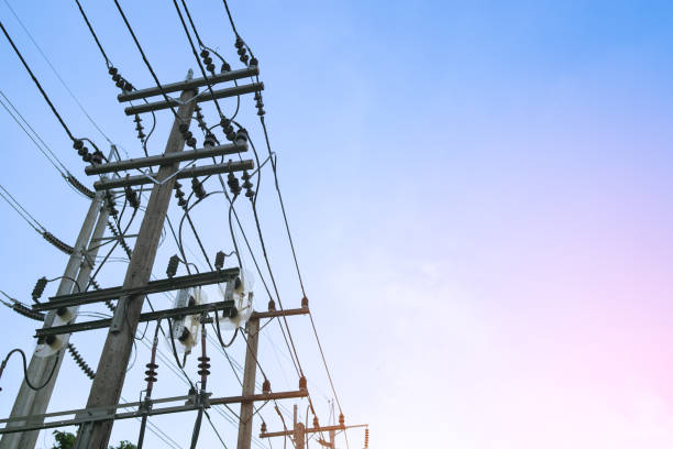 istock Power poles and power lines. 1639299069