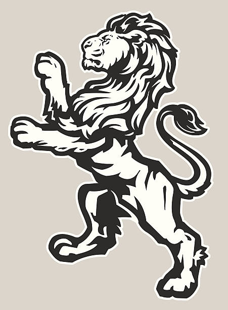 Standing Proud Lion Standing Proud Rampant Lion animals crest stock illustrations
