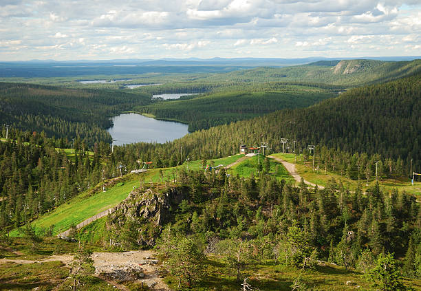 istock Summer Finnish landscape from Rukatunturi 163933042
