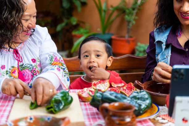 familia preparando la comida en casa - gerardo huitrón fotografías e imágenes de stock