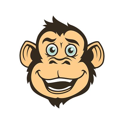 Monkey head. Smiling muzzle of a monkey, ape or gorilla - vector illustration