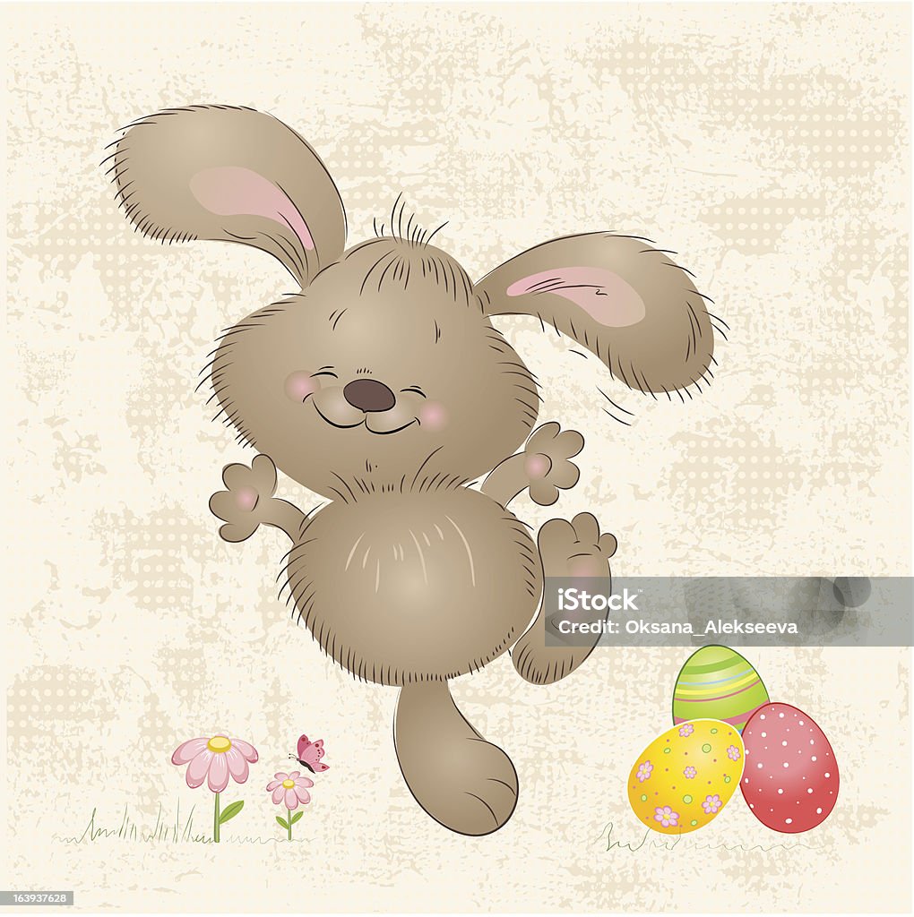 Мультяшный счастливый Кролик для Пасхи карты - Векторная графика Векторная графика роялти-фри