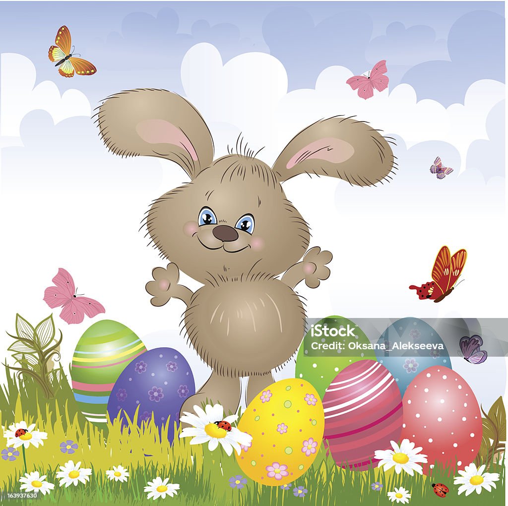 Easter Rabbit Cartoon America Cartoon Happy Rabbit For Easter Cards Stock Illustration - Download ...