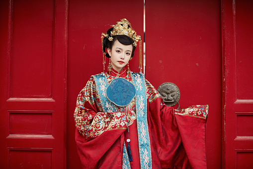 Colorful traditional chinese costume hanging.