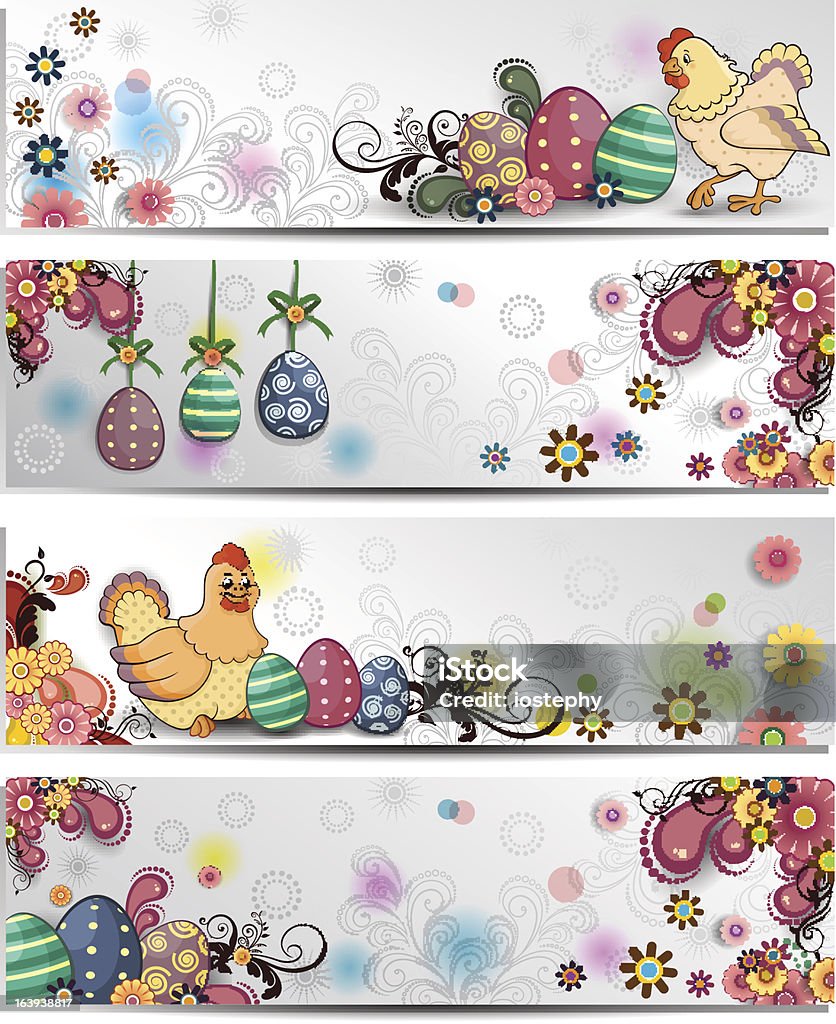 Bannière de Pâques fond blanc floral - clipart vectoriel de Bonheur libre de droits