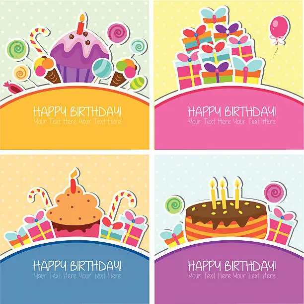 Vector illustration of Birthday cards set