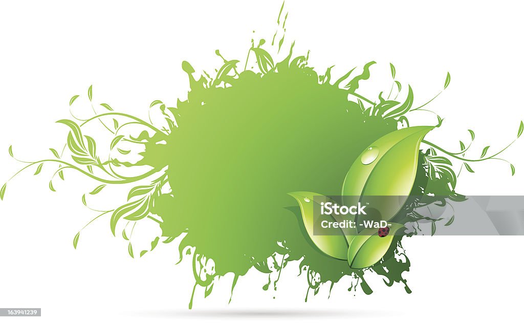 Abstract Grunge Background with Leaves Abstract Grunge Background with Leaves and Ladybug Blob stock vector