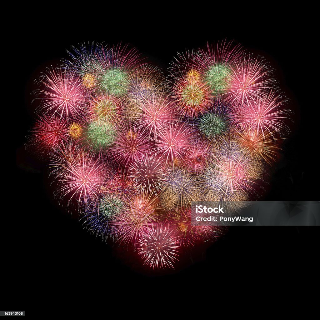 Sweet Love Heart By Colorful Fireworks Stock Photo - Download ...