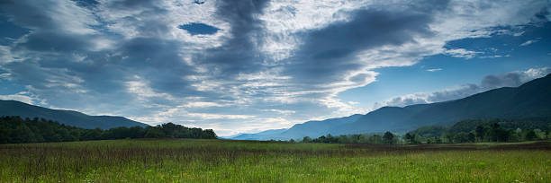 cades 코브 파노라마 - great smoky mountains great smoky mountains national park panoramic sunrise 뉴스 사진 이미지