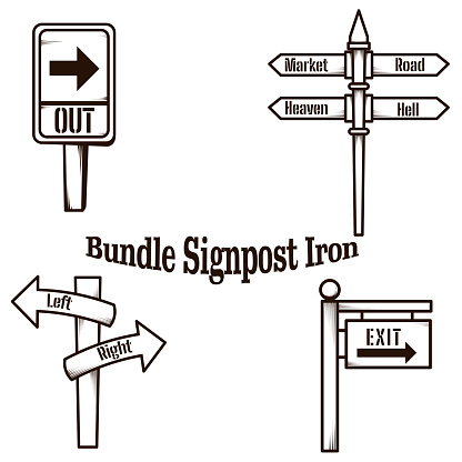 Direction Sign Post Dxf Signpost Direction Bundle Set Package Design Stock Illustration ...