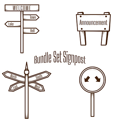 Direction Sign Post Dxf Signpost Direction Bundle Set Package Design Stock Illustration ...