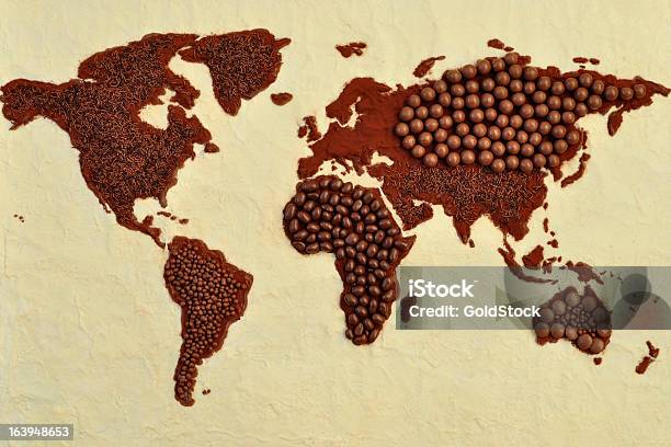 Mappa Mondo Cioccolato - Fotografie stock e altre immagini di Cioccolato - Cioccolato, Planisfero, Carta geografica