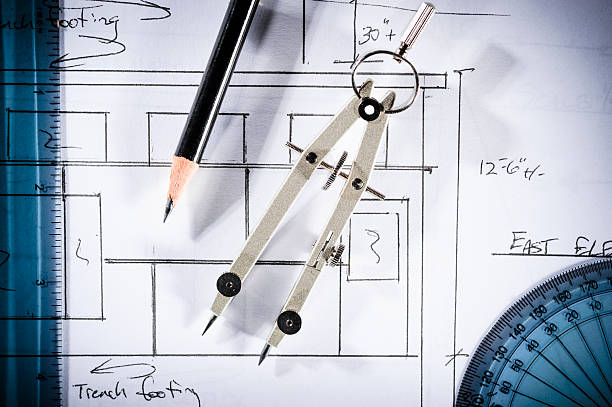 드래프팅 - drafting ruler architecture blueprint 뉴스 사진 이미지
