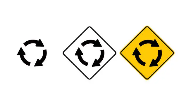 Vector illustration of icon roundabout sign