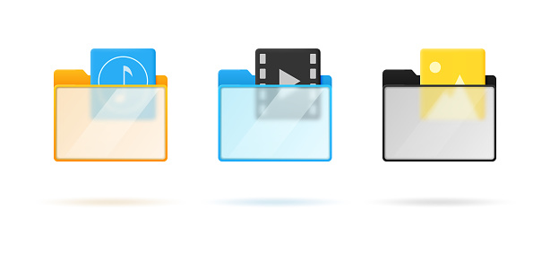 Multimedia folders. Vector illustration.