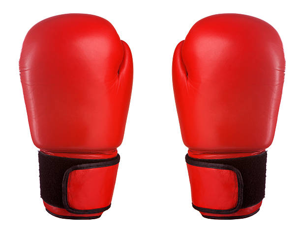 istock Pair of red leather boxing gloves 163959219
