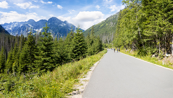 Holidays in Poland - road to Morskie Oko lake in Tatra Mountains