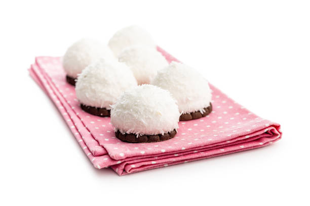 Sweet coconut dessert isolated on the white background.