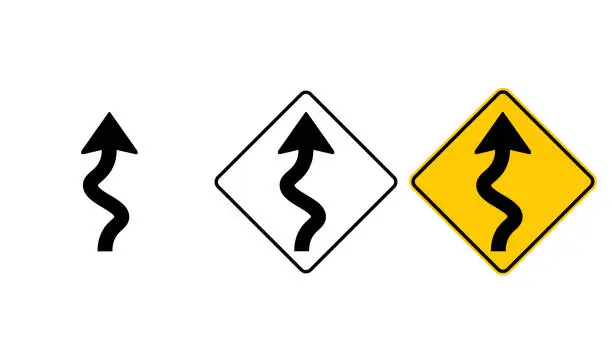 Vector illustration of icon Right Winding Road
