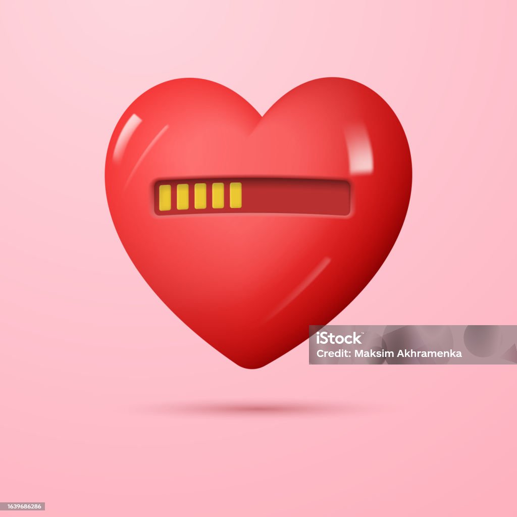 Loading Heart Vector Love Loading Concept Big Red 3d Vector Heart With Loading Process Stock ...