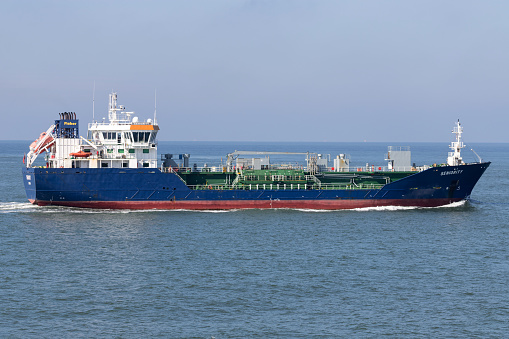 Maasvlakte, Netherlands - July 5, 2019: product tanker Seniority inbound Rotterdam