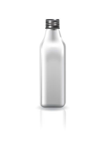 istock Blank white clear cosmetic square bottle with black screw lid for beauty product mockup template. 1639700678