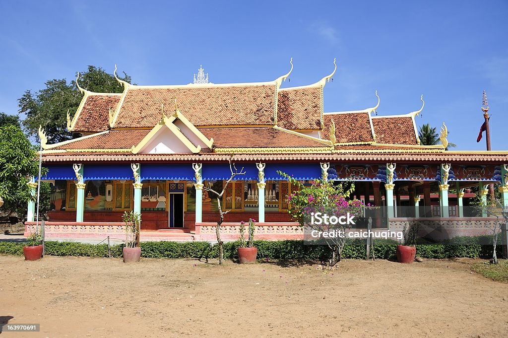 Asymmetric structure temple in Cambodia Architectural Column Stock Photo