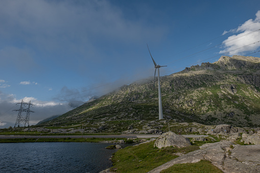 Gotthard pass, wind turbines in nature