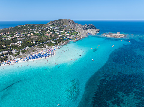 La Pelosa is a famous beach in Sardinia, Italy
