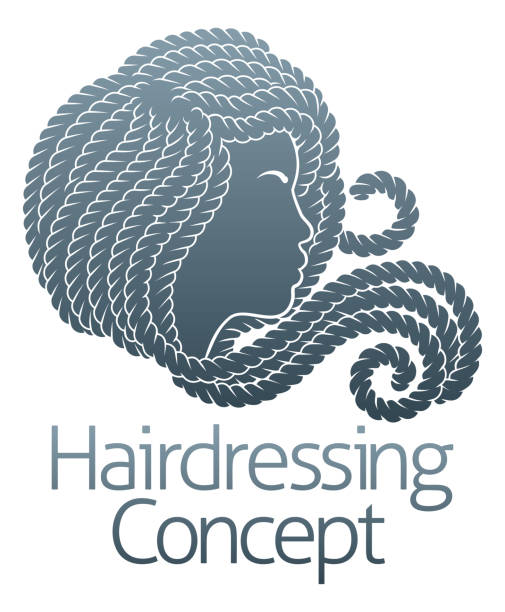 black woman silhouette fryzjer salon fryzjerski ikona - human hair flowing fashion beauty spa stock illustrations