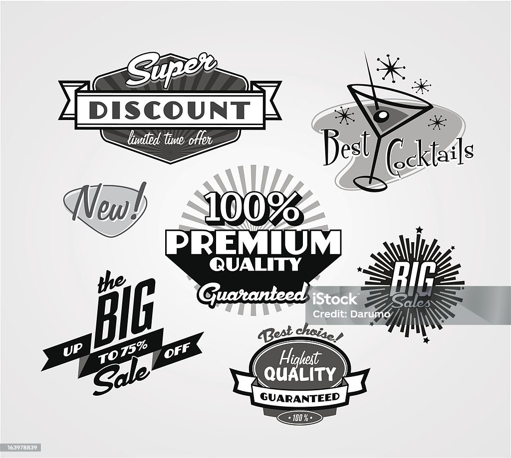 Retro 50 Emblems Retro Emblems Stock Illustration - Download Image Now - 1950-1959 ...