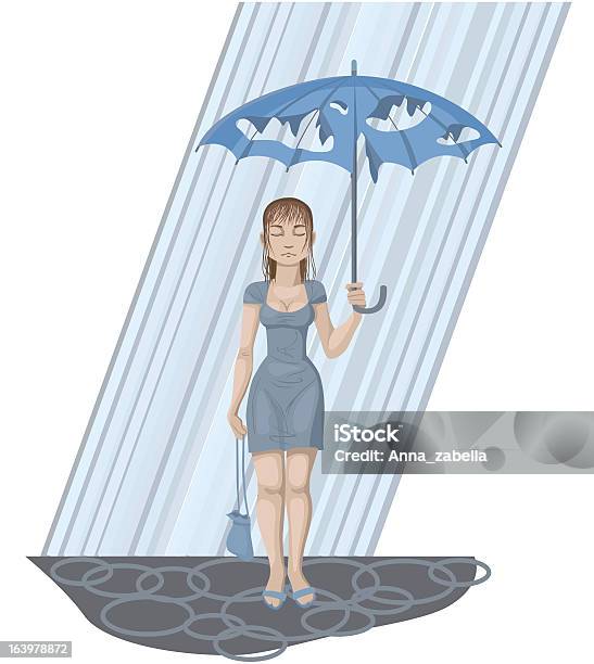 Fille Avec Parapluie Holey Vecteurs libres de droits et plus d'images vectorielles de Adulte - Adulte, Bleu, Boue