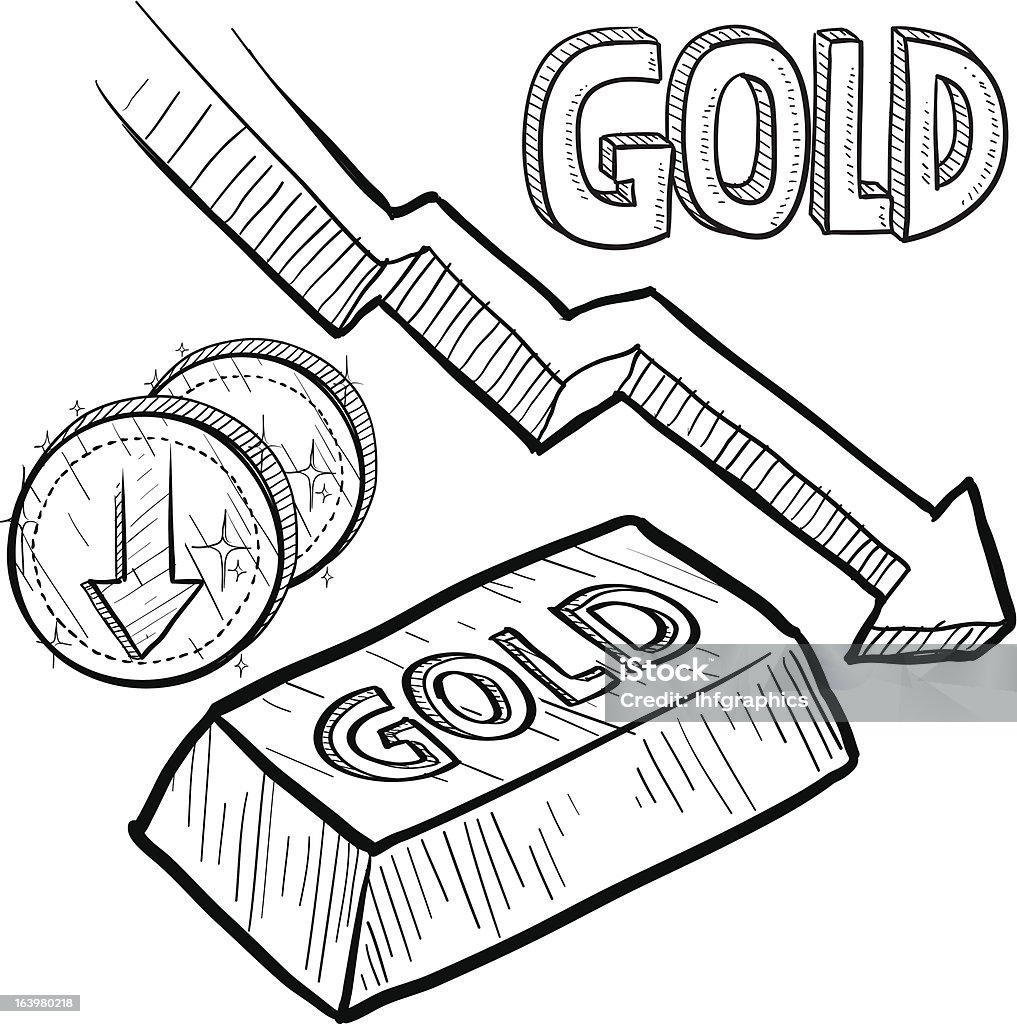 Cena złota zmniejszając Rys - Grafika wektorowa royalty-free (Bazgroły - Rysunek)