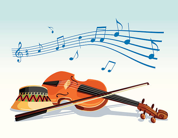 Violin and hat from Maramures vector art illustration