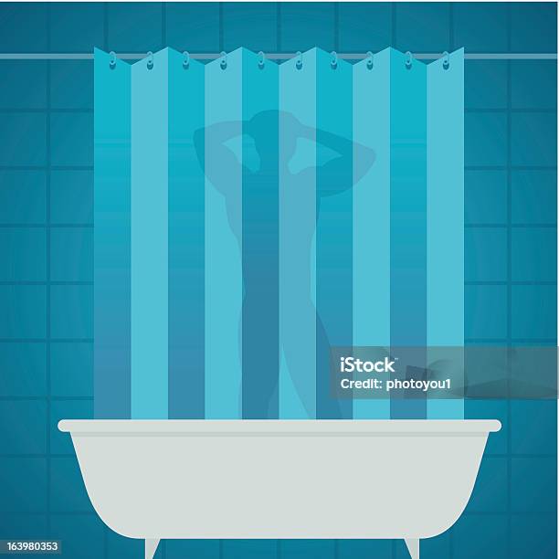 Człowiek W Łazience Z Prysznicem Silhouetter Kąpieli - Stockowe grafiki wektorowe i więcej obrazów Ciało ludzkie