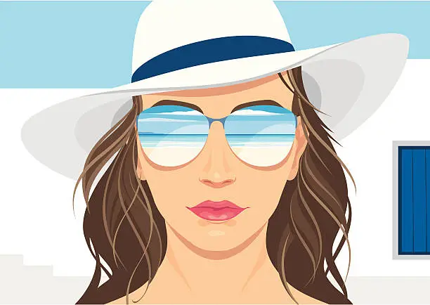 Vector illustration of Elegant tourist girl